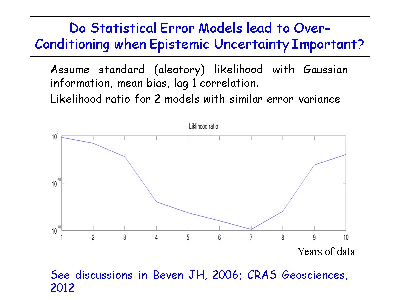 Assume standard (aleatory) likelihood with Gaussian information, mean bias, lag 1 correlation.  Likelihood